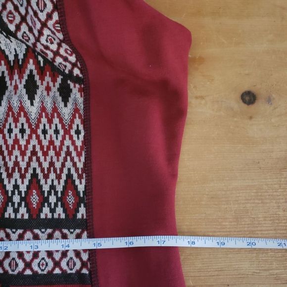 Desigual XLarge NWT Red Burgundy Patchwork Sheath Dress - Red Sweaterdress - Picture 10 of 13